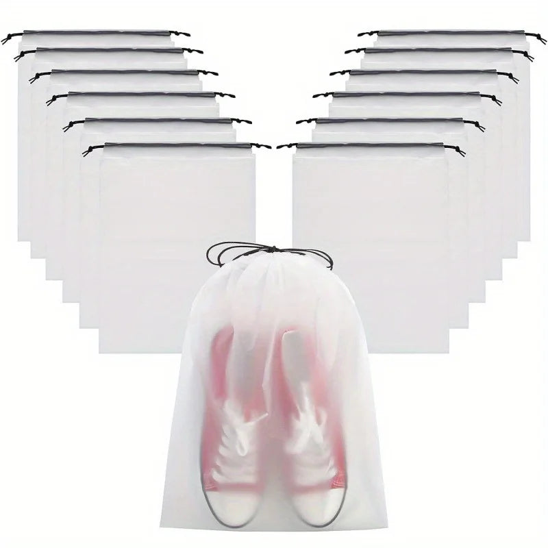 5/10/20PCS Portable Drawstring Shoe Storage Bags — Waterproof Transparent Eco Travel & Makeup Organizer Bags