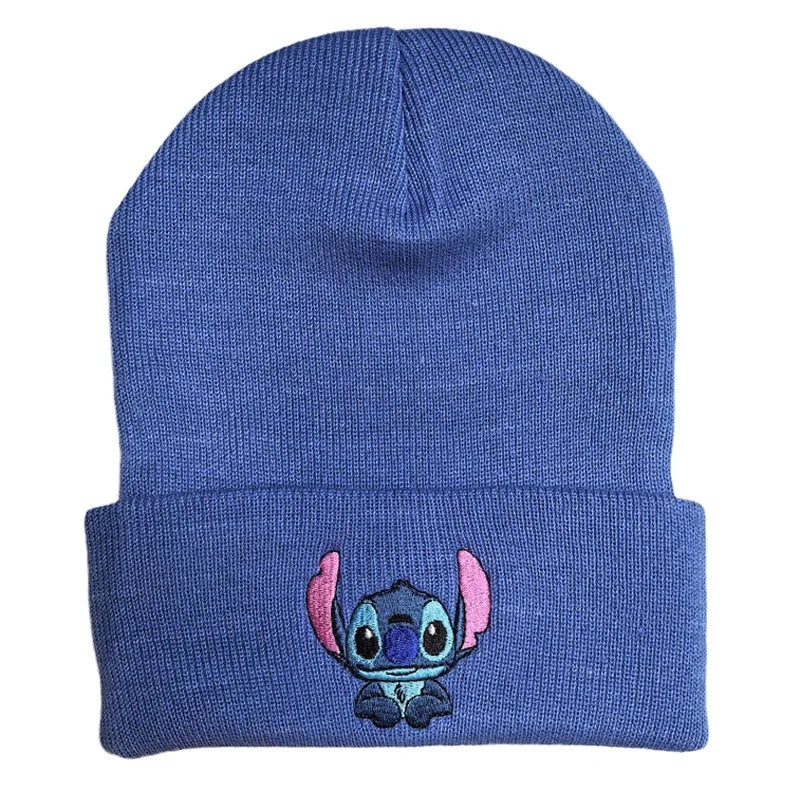 Cartoon Embroidered Knit Beanie Hat – Cute Unisex Stretchy Thermal Cap for Adults & Kids, Perfect Christmas Gift