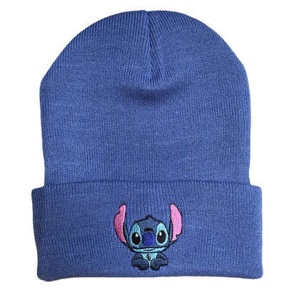 Cartoon Embroidered Knit Beanie Hat – Cute Unisex Stretchy Thermal Cap for Adults & Kids, Perfect Christmas Gift