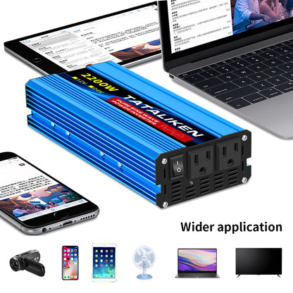 12V/24V to 110V AC Pure Sine Wave Power Inverter — 4000W/16000W 60Hz Converter with LED & US Socket for Car & Solar