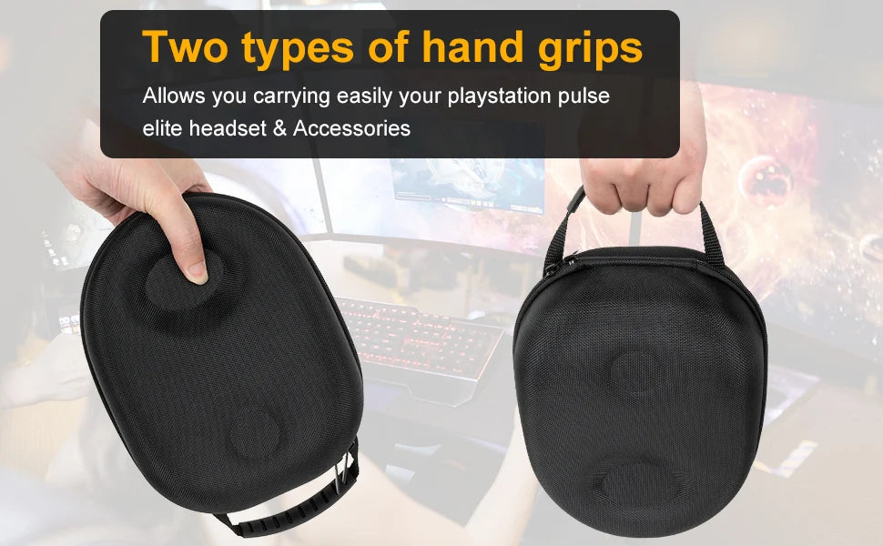 Hard Carrying Case for PS5 – Semi-Waterproof Travel Storage Box for PULSE Elite Wireless Headset & Accessories