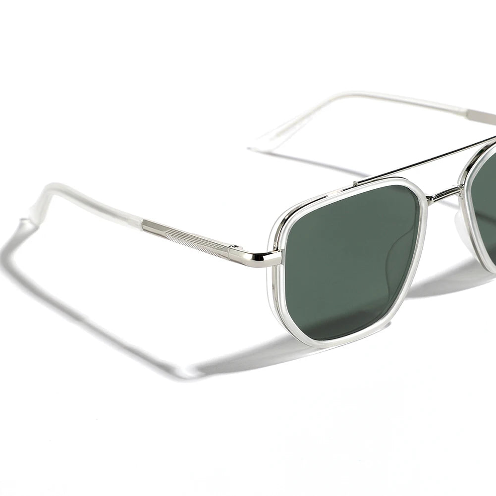 Peekaboo TR90 Polarized Sunglasses – Retro Metal Square Style for Men & Women, UV400 Double Bridge Driving Glasses