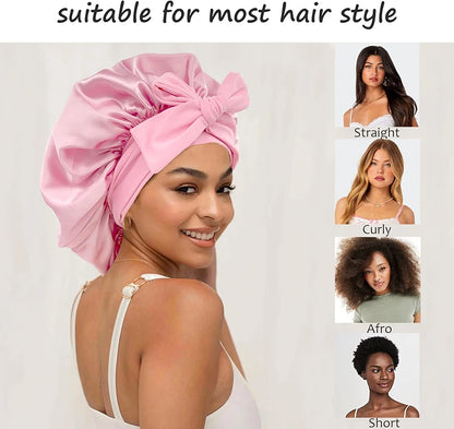 New Satin Sleeping Hat for Women – Stretchy Tie Band, Adjustable Night Shower Cap, Hair Head Cover Bonnet Turban