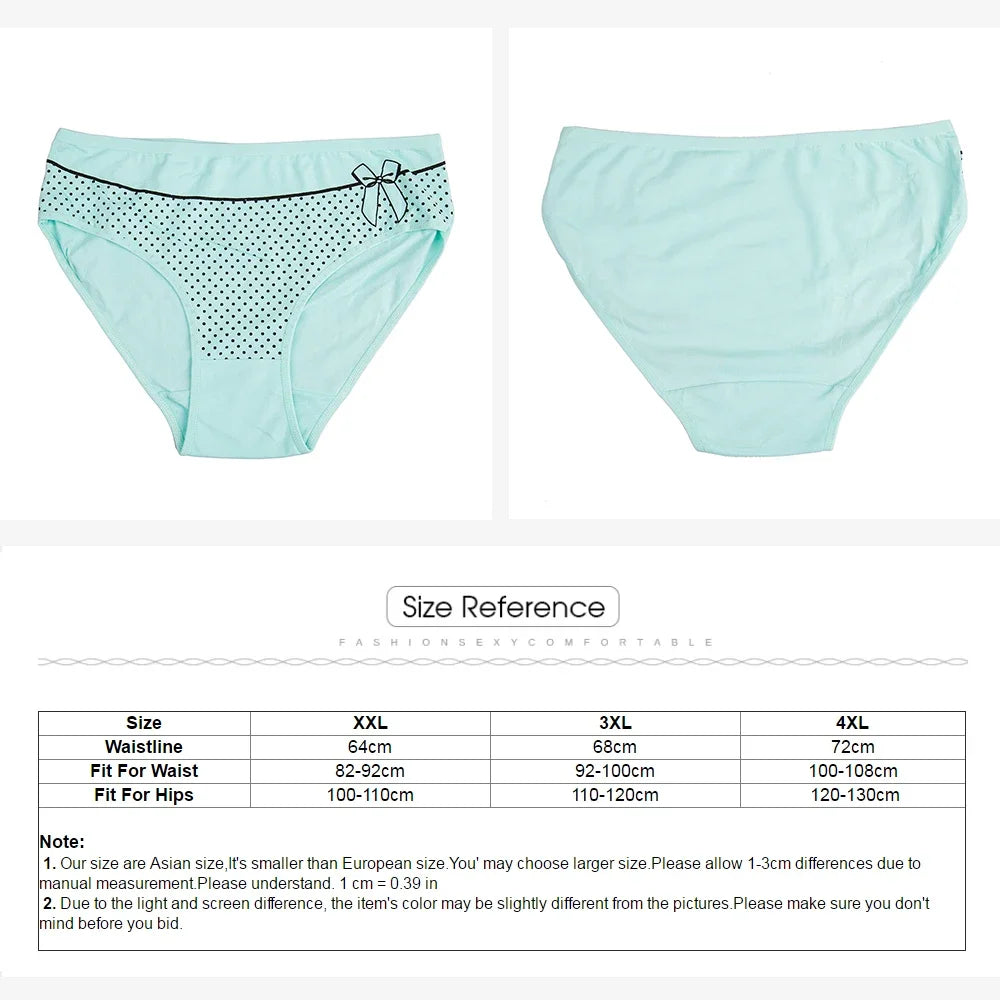 6 Pcs Women’s Cotton Briefs Set - Plus Size Sexy Print Mid-Rise Panties with Breathable Cotton Crotch