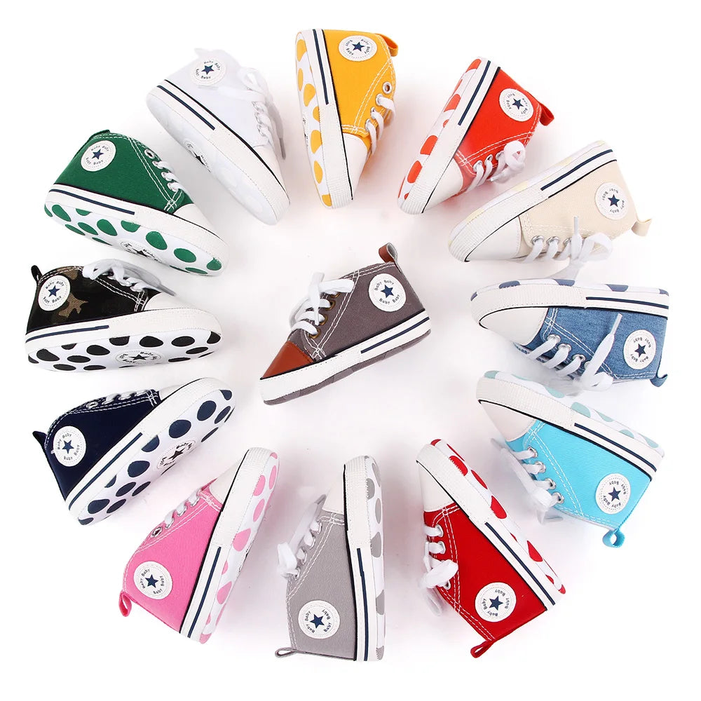 New Baby Shoes for Boys & Girls – Classic Canvas Casual Sneakers, Soft Sole Non-Slip Toddler Walkers D2486
