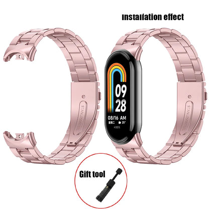 Metal Strap for Xiaomi Mi Band 8 & 9 – Screwless Stainless Steel Bracelet Wristband