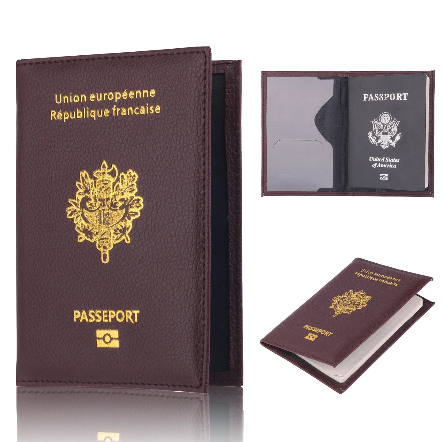 France Travel Passport Holder Case: Leather Fashion French Passport Cover Wallet for Men and Women