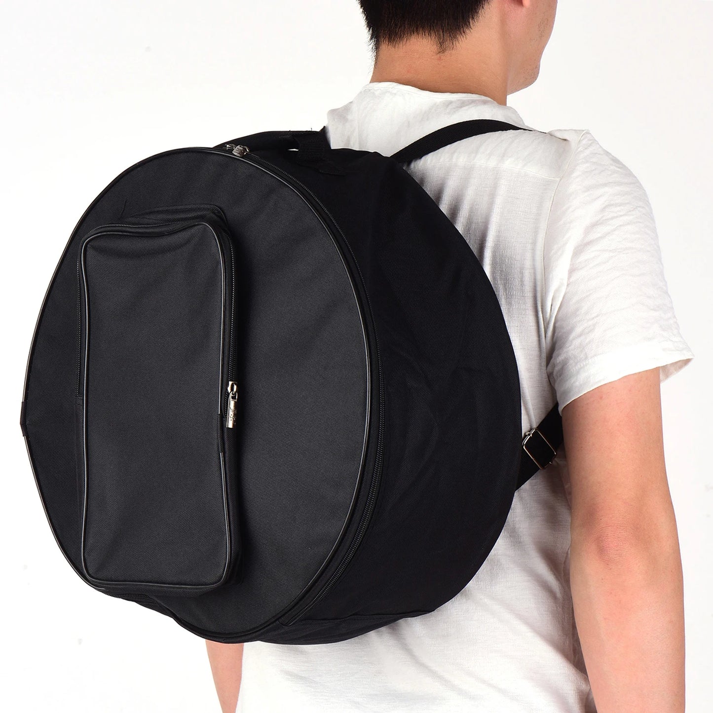 Compact Snare Drum Bag Backpack – Red Musical Instrument Case with Shoulder Strap and Exterior Pockets