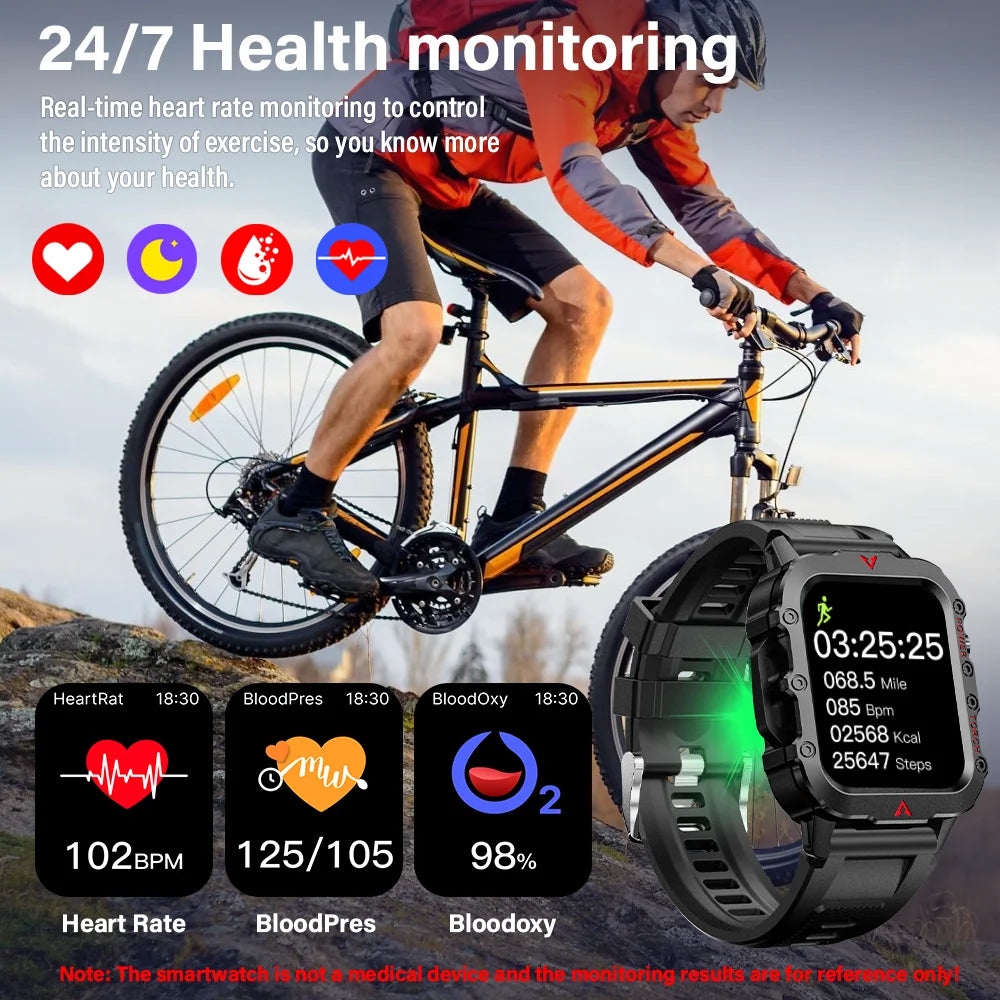 LAXASFIT Men’s Sports Smart Watch – 1.71" Screen, Blood Oxygen, Bluetooth Call, LED Flashlight, Multi-Sport Outdoor Watch