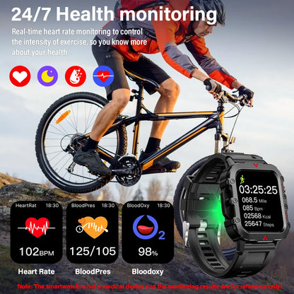 LAXASFIT Men’s Sports Smart Watch – 1.71" Screen, Blood Oxygen, Bluetooth Call, LED Flashlight, Multi-Sport Outdoor Watch