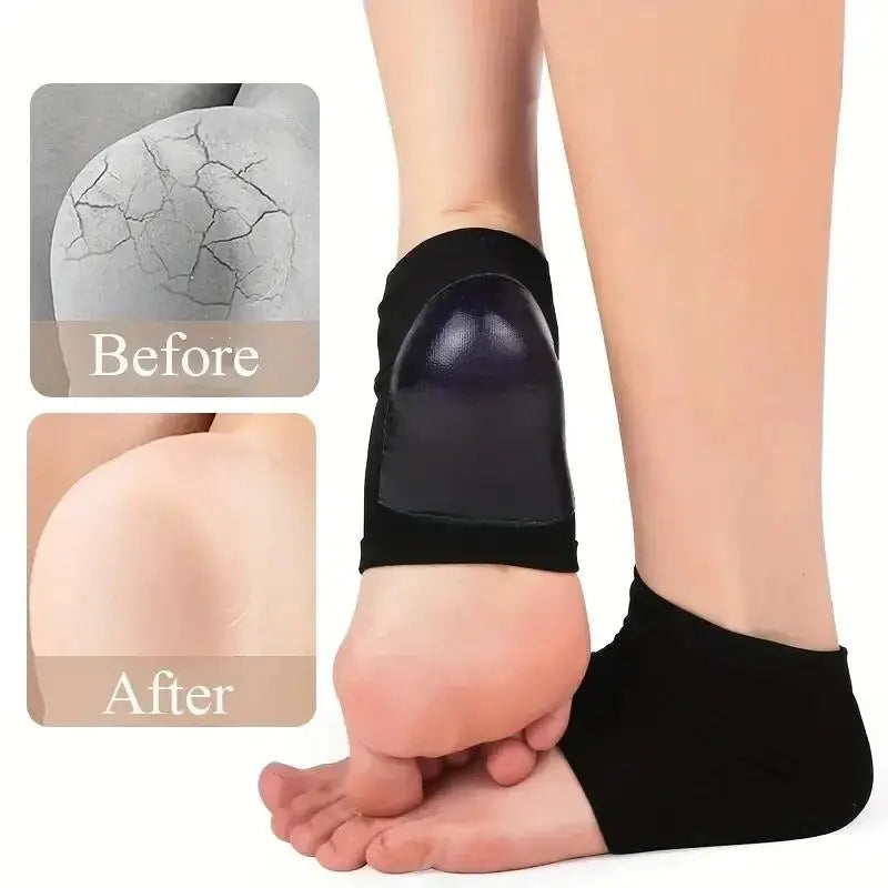 1/3/5 Pairs Silicone Heel Protectors – Anti-Crack Moisturizing Socks for Foot Pain Relief, Unisex, Black