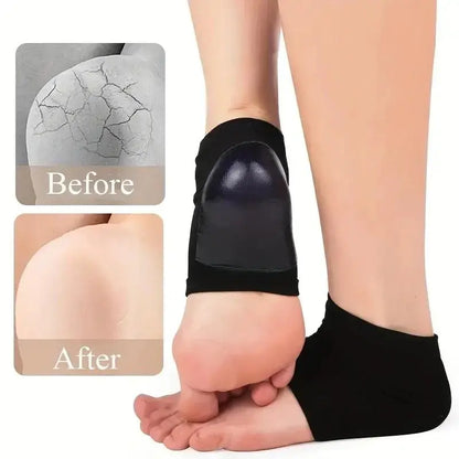 1/3/5 Pairs Silicone Heel Protectors – Anti-Crack Moisturizing Socks for Foot Pain Relief, Unisex, Black