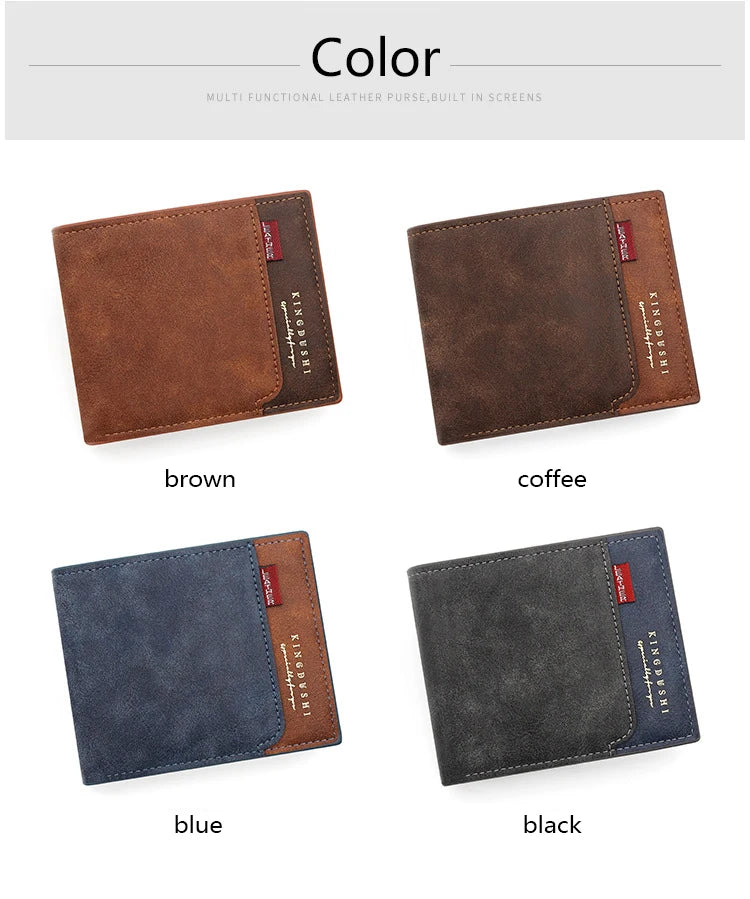 Personalized Men’s Short Wallet – High-Quality Classic Card Holder with Zipper Coin Pocket & Money Clip