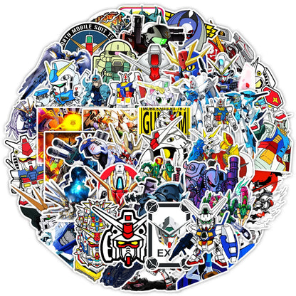 GUNDAM Anime Stickers - 10/50-Piece Cartoon Decal Pack for Laptops, Motorcycles, Skateboards, Suitcases and Gifts
