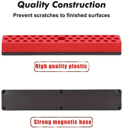 43-Hole Magnetic Screwdriver Bit Storage Box - 1/4-Inch Hex Bit Holder for Toolboxes and Drill Bit Storage