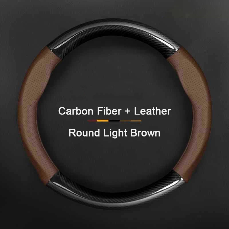 Hyundai Carbon-Fiber Leather Steering Wheel Cover — Fits i20/i30/i40/ix25/ix35/ix55/Elantra/Tucson/Sonata/Solaris/Palisade/Nexo