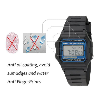 0.15mm HD Screen Protector for Casio Watches - 5H Anti-Fingerprint, Waterproof, Shock-Resistant Protective Film for F-105W and A168W