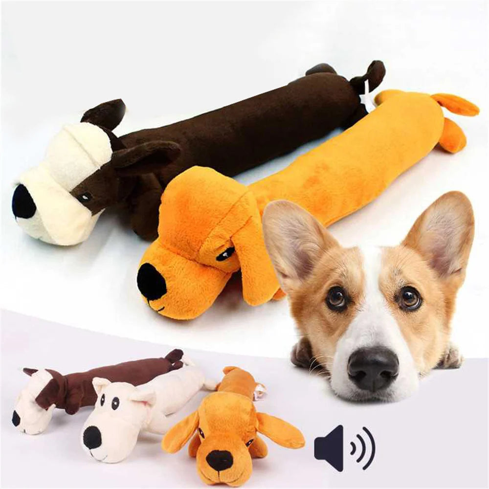 Plush Squeaky Dog Chew Toy - Interactive Teeth Cleaning Toy for Small & Medium Dogs