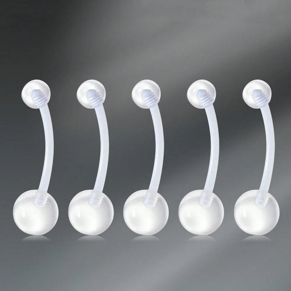 Transparent UV Acrylic Body Piercing Set – Navel, Nose, Septum, Ear & Lip Rings