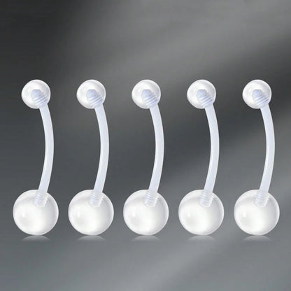 Transparent UV Acrylic Body Piercing Set – Navel, Nose, Septum, Ear & Lip Rings