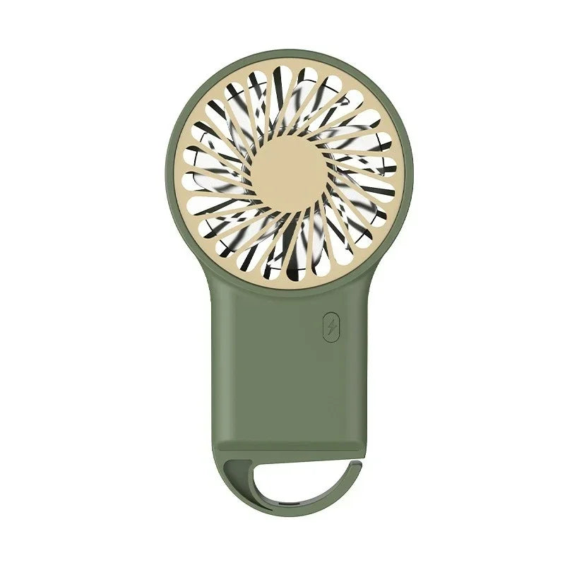 New Foldable USB Rechargeable Mini Fan | Handheld Desktop Fan with Cartoon Design & Hook for Outdoor, Home & Office Use