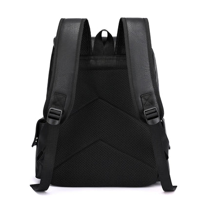 Men’s PU Leather Backpack - Large Laptop Bag Casual School Travel Backpack for Teen Boys