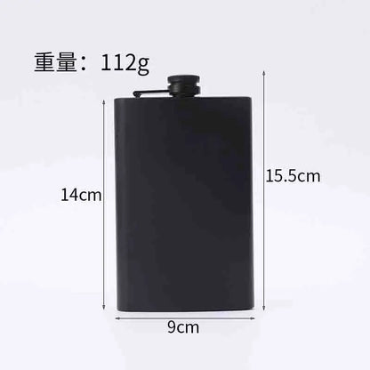 304 SS Portable Hip Flask – Black Whiskey, Vodka, Wine Bottle (6-12oz), Outdoor Bar Party Drinking Utensil