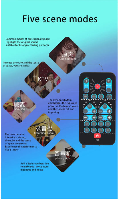 M10 Portable Voice Changer Device – Male to Female Switch, Karaoke & Live Sound Tuning Card