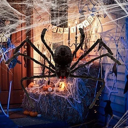 Large Plush Halloween Spider - Outdoor Party Decoration, Haunted House Prop and Prank Decor