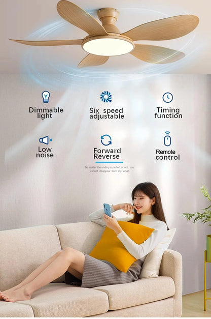 52-inch Modern LED Ceiling Fan — 60W Low Floor DC Motor, 35W Light, Remote Control, 110-220V