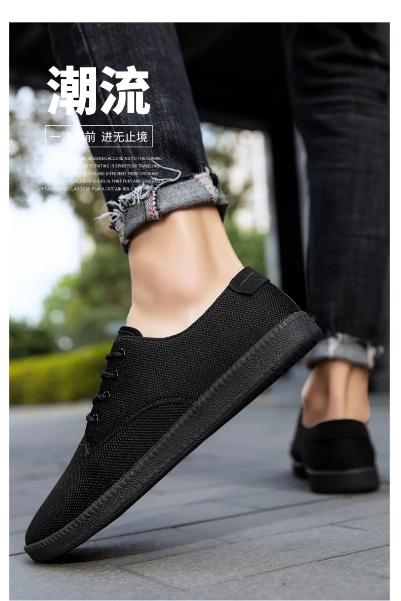 Men’s Canvas Casual Sneakers — Lightweight Slip-On Vulcanized Flats & Loafers, Comfortable Trainers Shoes