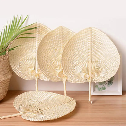1pcs Pure Handmade DIY Heart Shaped Bamboo Woven Fan - Chinese Style Summer Cooling Fan, Mosquito Repellent Hand Fans