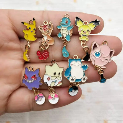 10-Piece Cartoon Anime Jewelry Charms - Gold-Plated Alloy Enamel Pendants for DIY Necklaces, Bracelets, and Earrings