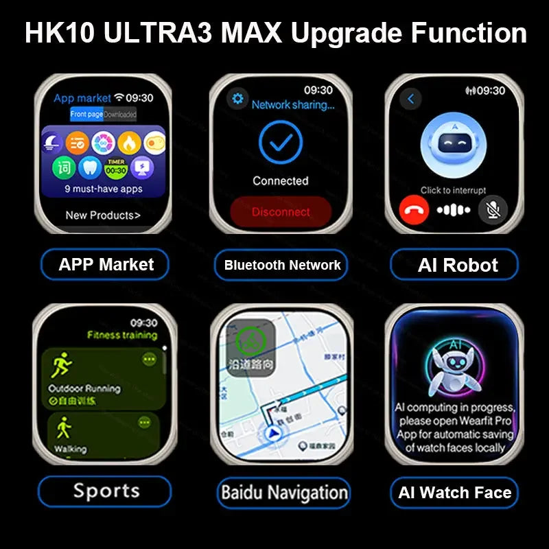 HK10 ULTRA 3 MAX Smartwatch 2025 — 49mm HD AMOLED, 4G Bluetooth Call, NFC, Compass & Chat Robot for Men & Women