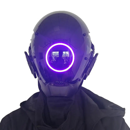 JAUPTO Punk Mask Cosplay for Men & Women – LED Round Light Mask for Halloween, Party & Music Festival Accessories