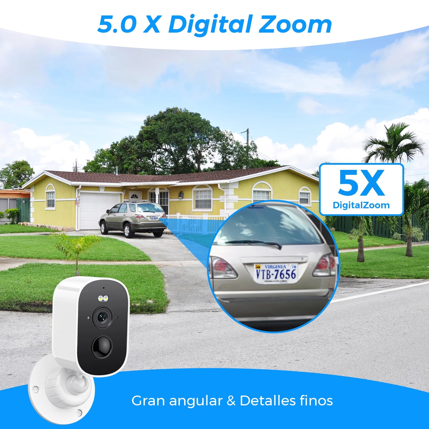 1080P WiFi Solar Security Camera – Wireless Outdoor Bullet Camera with PIR Motion Alarm, Two-Way Audio & Cloud Storage