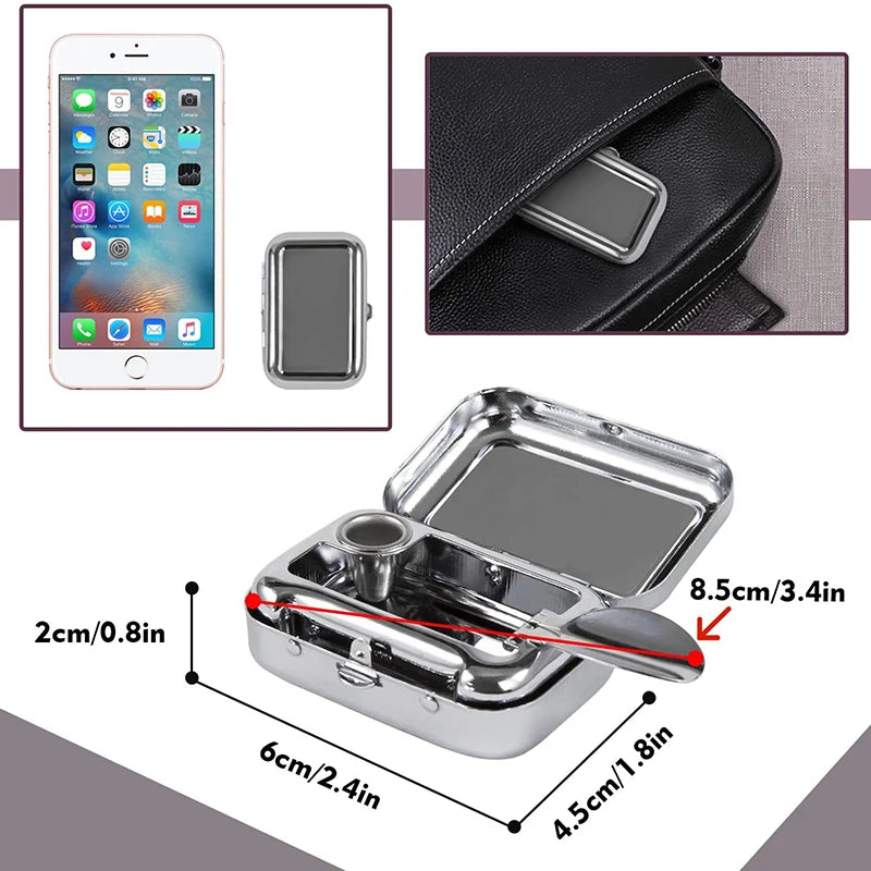Mini Portable Metal Cigarette Ashtray with Lockable Lid - Fashion Desktop Ash Case - Pocket Ashtray Gift for Men