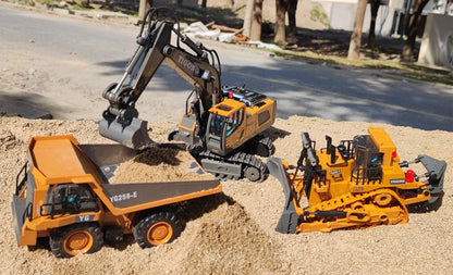 4WD RC Excavator Alloy Dump Truck Bulldozer | Remote Control Construction Vehicle Toy for Kids