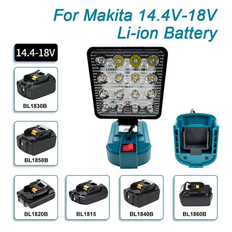 4-Inch Cordless LED Work Light – Compatible with Makita 14.4V-18V Li-ion Battery, Outdoor Camping Lantern & Emergency Flashlight