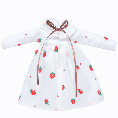 Blythe Doll Clothes – Wine Red & White Princess Dress with Lace for YMY, Licca, Azone OB24/OB27 Dolls