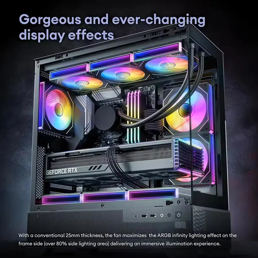 ICE Whale Prism 7 PRO ARGB 120mm PC Case Fan – Infinity Mirror Design with 4-Pin PWM, Motherboard Sync, and CPU Cooling Fan