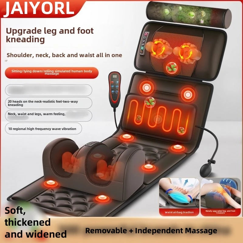 Multifunctional Electric Lumbar Traction Massage Mattress Cushion – Full Body Vibrations for Shoulder, Neck, Waist, and Back with Removable Cover