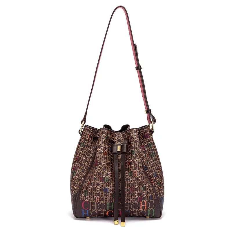 Luxury Women’s Bucket Handbag — Classic Designer Shoulder Bag with Fashion Print, Stylish Wallet for Women