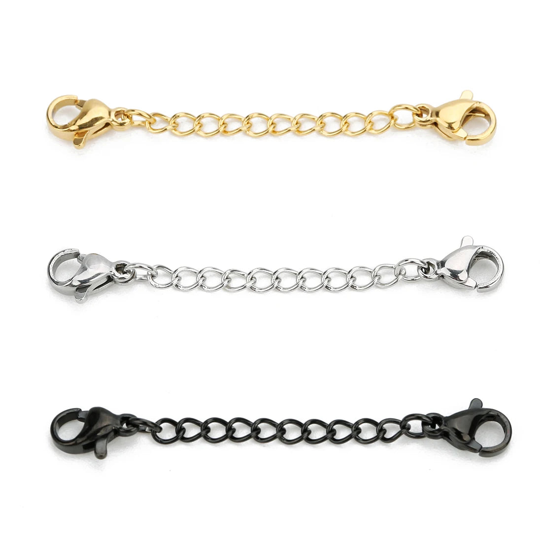 Louleur 5PCS Stainless Steel Necklace Extender Chains – Lobster Clasp Extension Tail Chains for DIY Bracelets & Jewelry