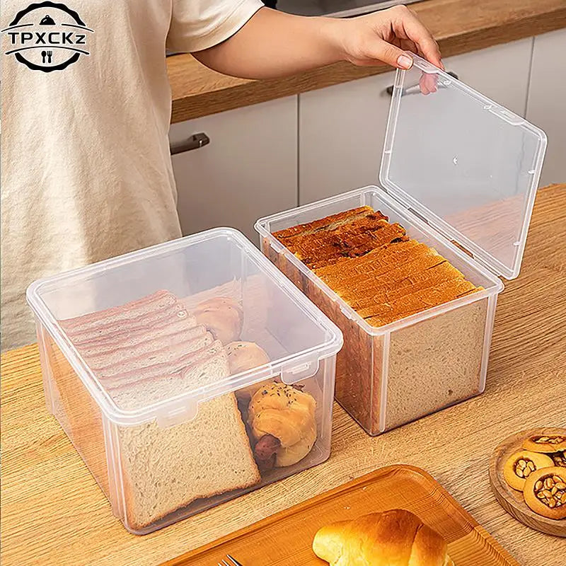 Airtight Bread Storage Box – Clear Kitchen Container for Bread, Cake & Baking, Refrigerator Safe