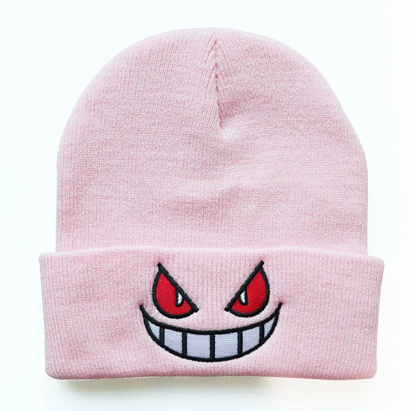 6 Colors Gengar Pokemon Knitted Hat – Cute Anime Wool Embroidered Warm Cap for Girls