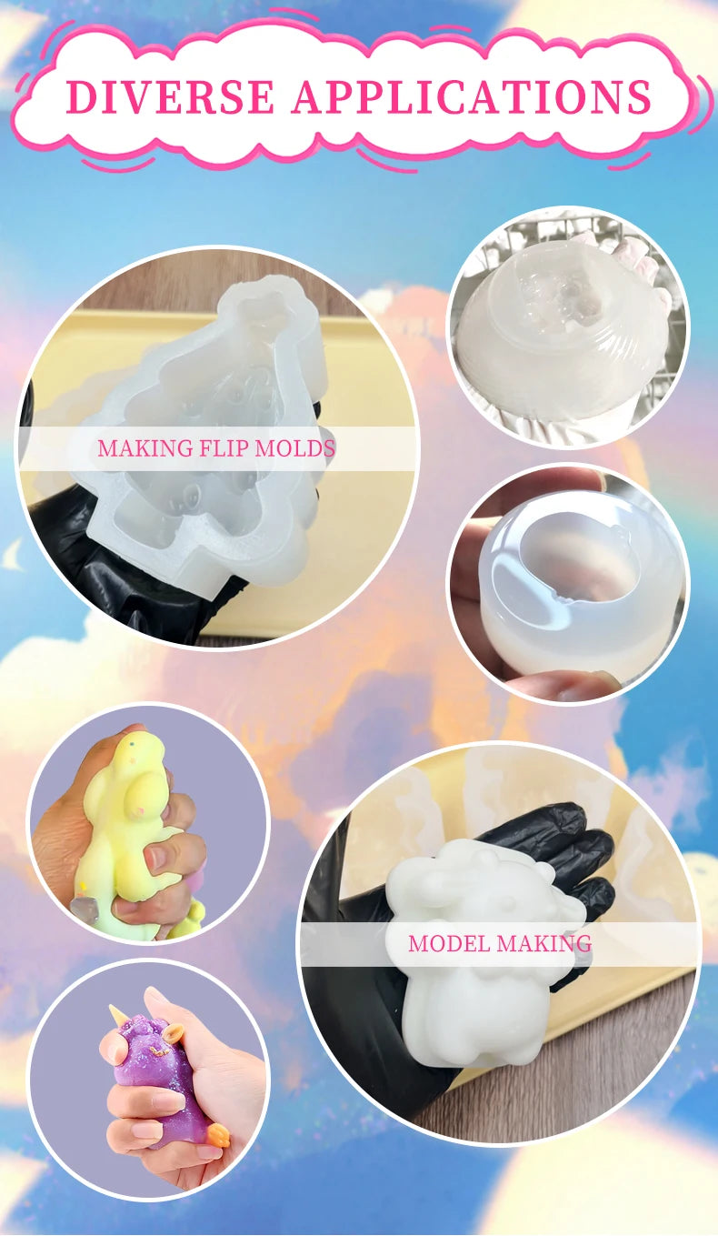 DIY Silicone Mold Making Kit — AB 1:1 Liquid Rubber, Fast-Curing Silicone for Mold Casting, 200g/500g