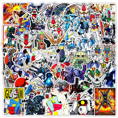 GUNDAM Anime Stickers - 10/50-Piece Cartoon Decal Pack for Laptops, Motorcycles, Skateboards, Suitcases and Gifts
