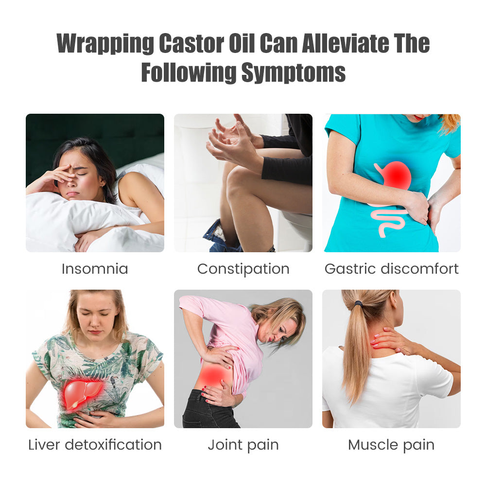Reusable Castor Oil Pack Wrap - Organic Cotton with Adjustable Elastic Strap, Castor Oil Compress for Body Care