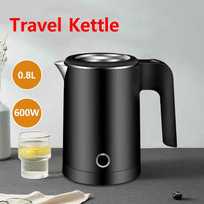 Travel Electric Kettle 0.8L - Portable Stainless Steel Water Boiler for Tea and Coffee, Smart Pot for Family Trips and Hotels
